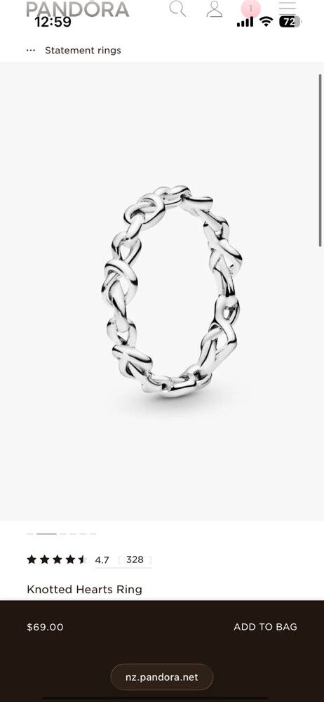 Pandora Knotted Hearts Ring