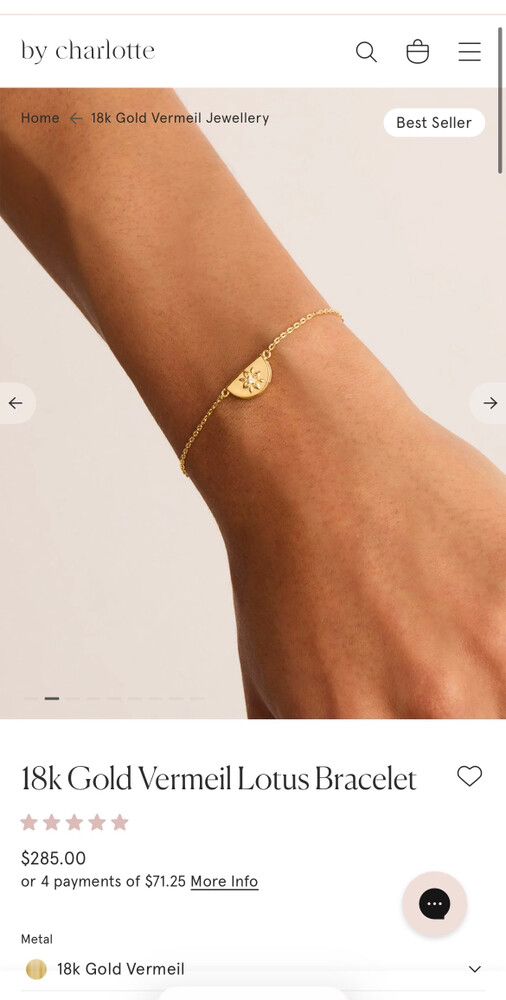 By Charlotte Gold vermeil lotus bracelet