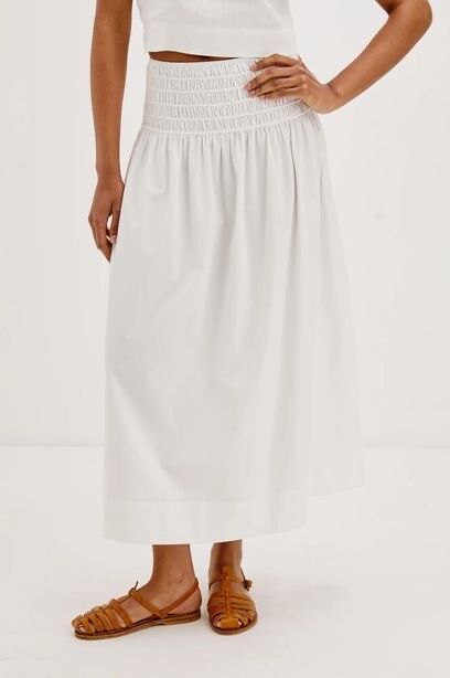Glassons Shirred Waist Maxi Skirt - White Size 8