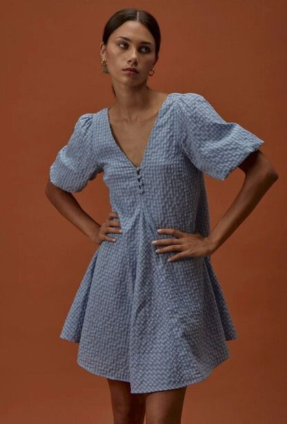 I Love Ugly - I Love Ugly | Blue Checkered Cotton Dress on Designer Wardrobe I Love Ugly - I Love Ugly | Blue Checkered Cotton Dress on Designer Wardrobe