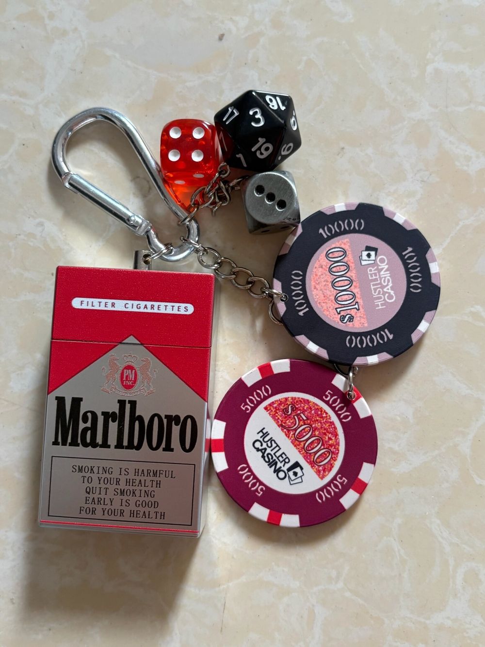Y2K Casino Dice Cigarette Pack Keychain