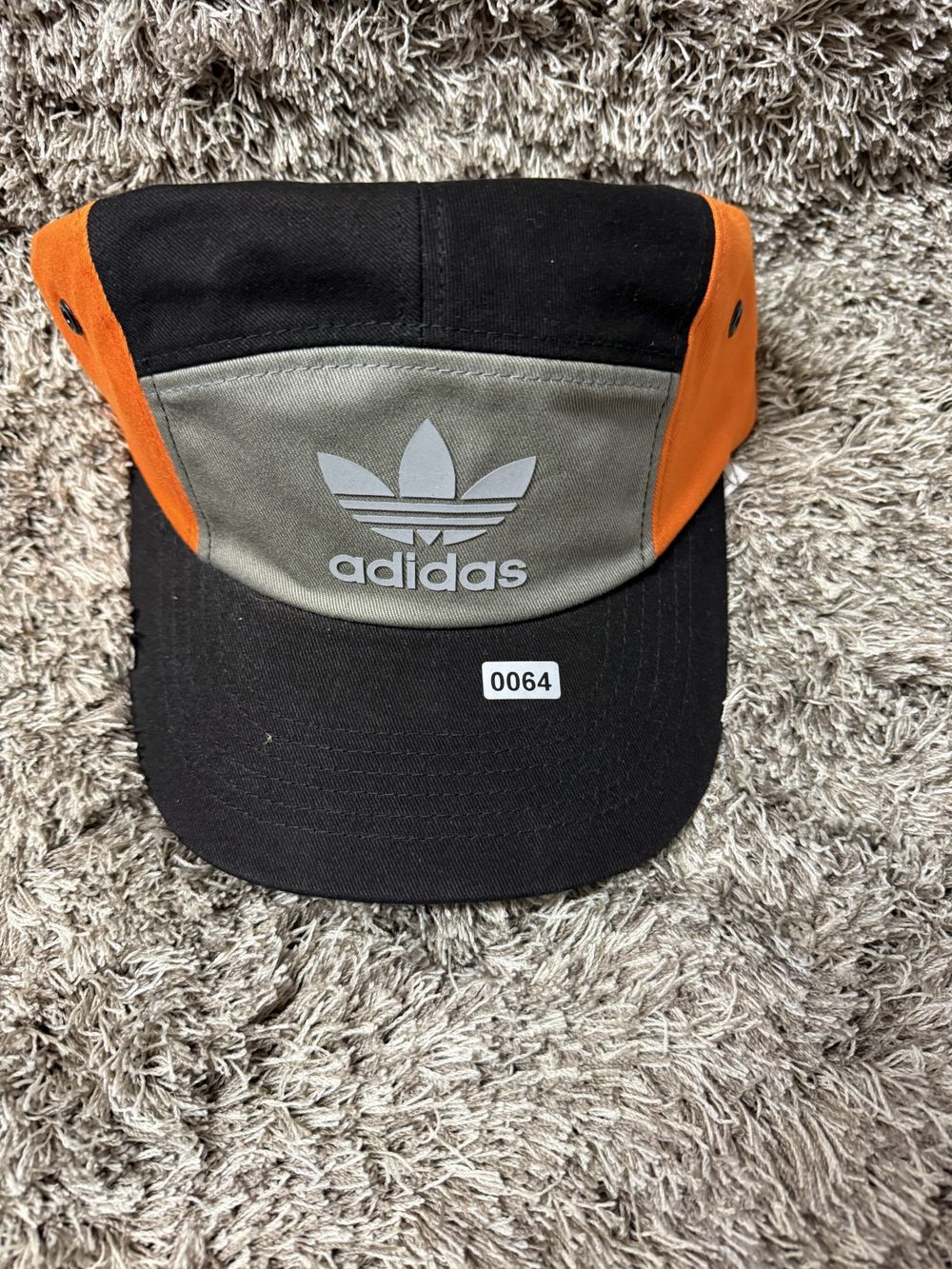 Vintage Adidas Originals 5 Panel Cap Black Orange