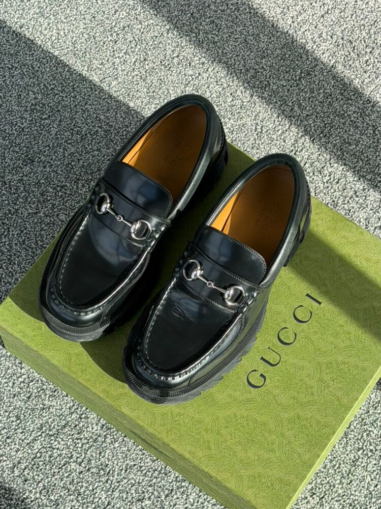Gucci Black Leather Loafers Men 10+