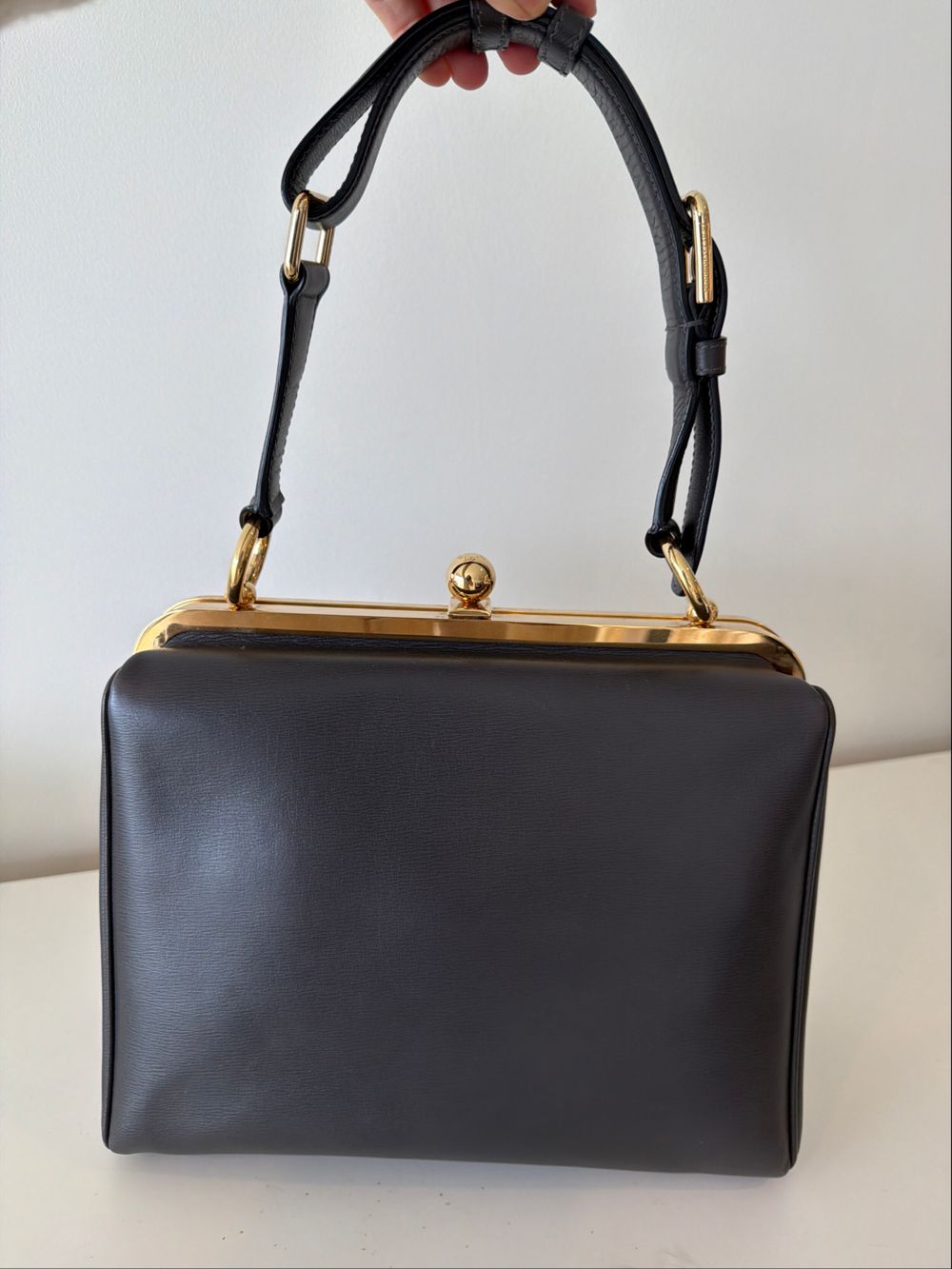 AUTH Dolce & Gabbana Brown Leather Handbag