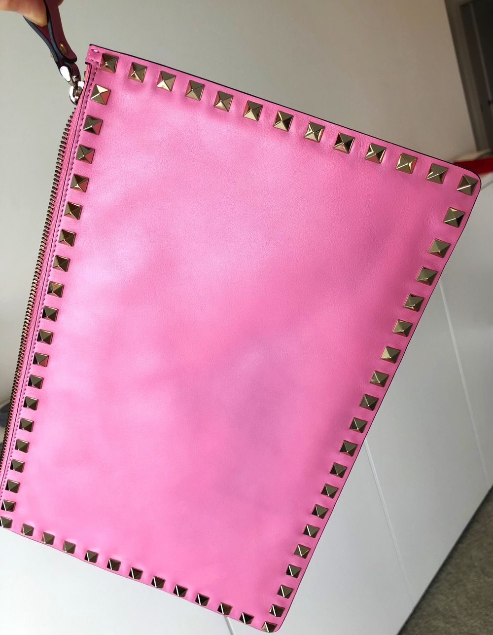 AUTH Valentino Leather Rockstud Clutch