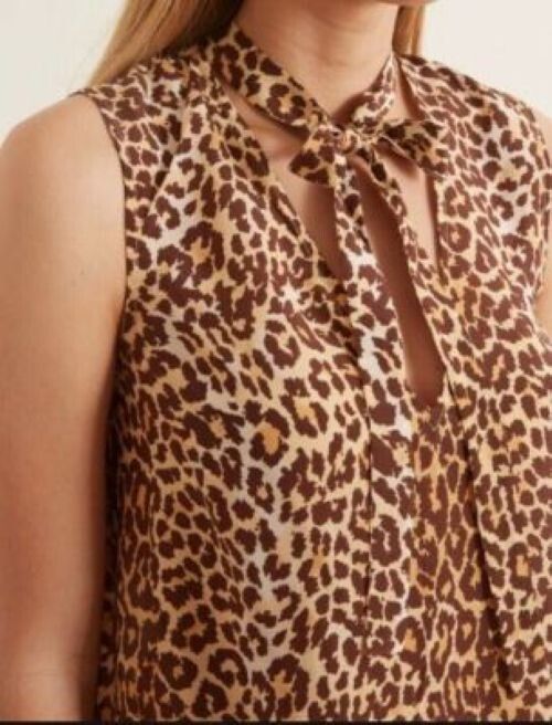 Zimmermann Brightside SILK Leopard Print Sleeveless Top