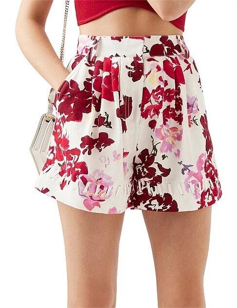 Aje Unlace Shorts in Roses Of Provence Floral Print- Linen