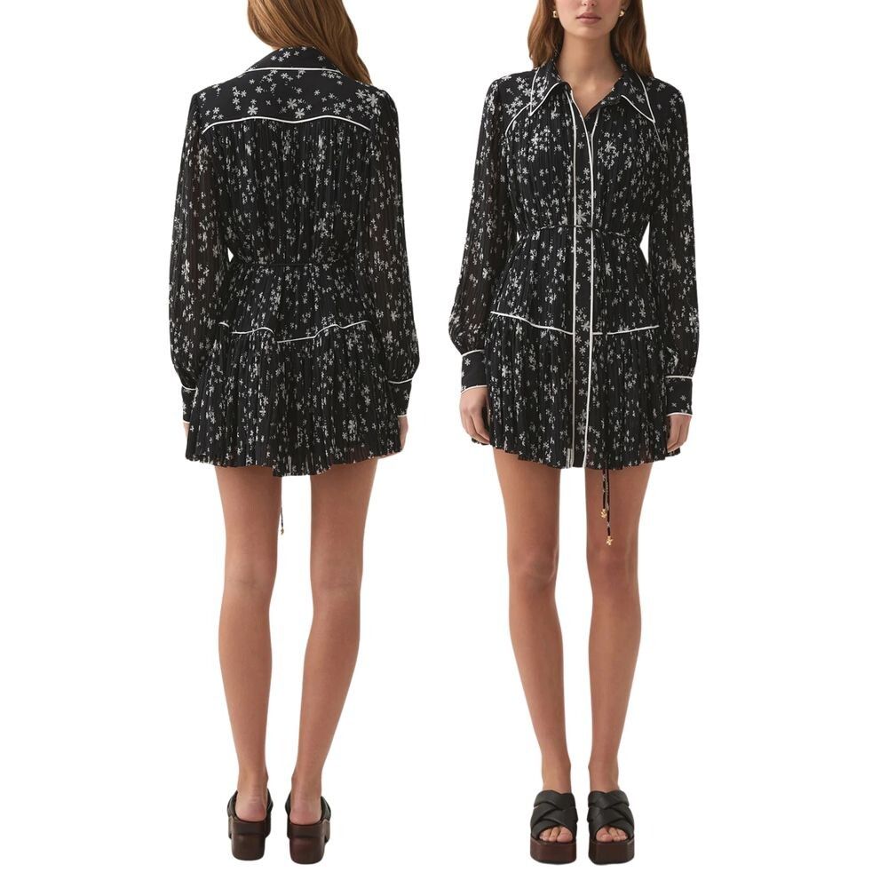 Aje Starflower Mini Dress in Nightfall Daisies Black RRP$475