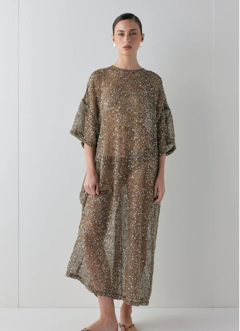VRG GRL Ivette Sequin Midi dress Mocha