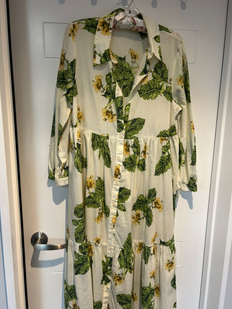zara green and cream dress Zara - Combination Bubble Dress - Olive Green - S