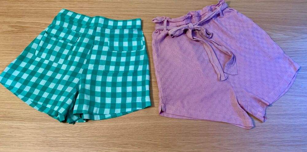 Nunui Green Check Shorts / pink shorts