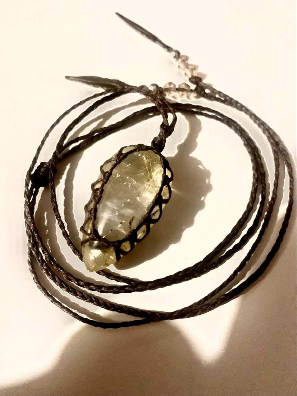Black Cord Crystal Pendant Necklace