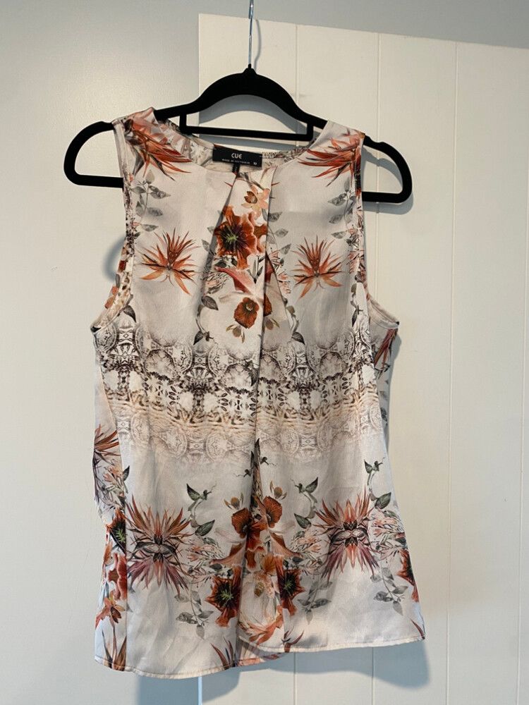 Cue White Floral Sleeveless Top
