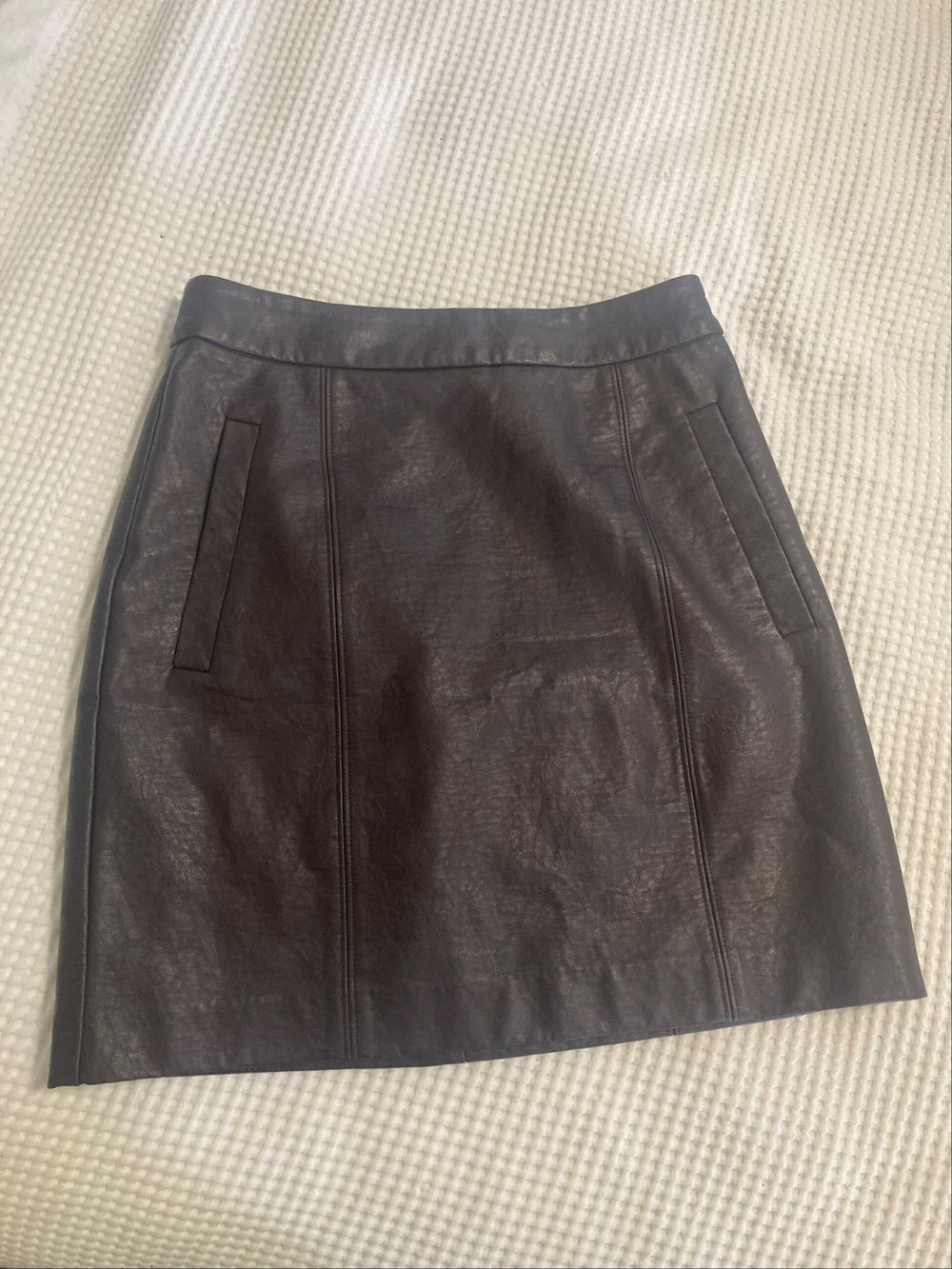 Chocolate Brown Leather Mini Skirt