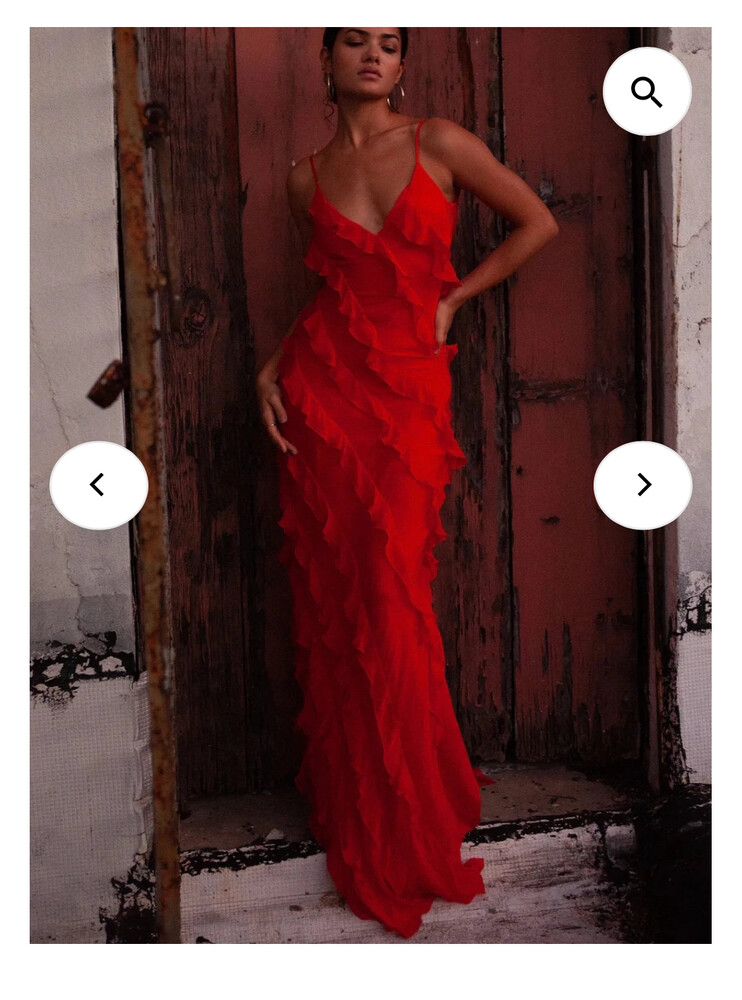 fitted lace wedding dress Cecilia Maxi Dress, Blood Orange Jasmine Jungle / XL