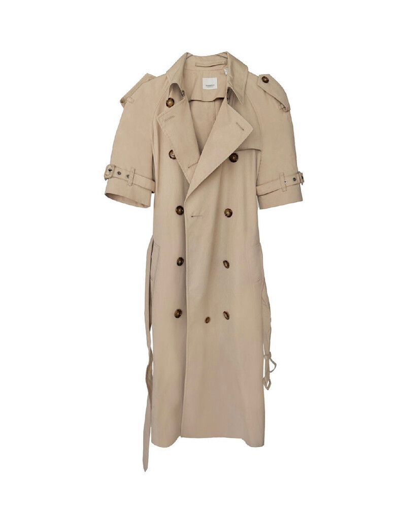 short sleeve trench coat dress Cream Double-Breasted Short Sleeve Trench Coat Dress S size or US 4new