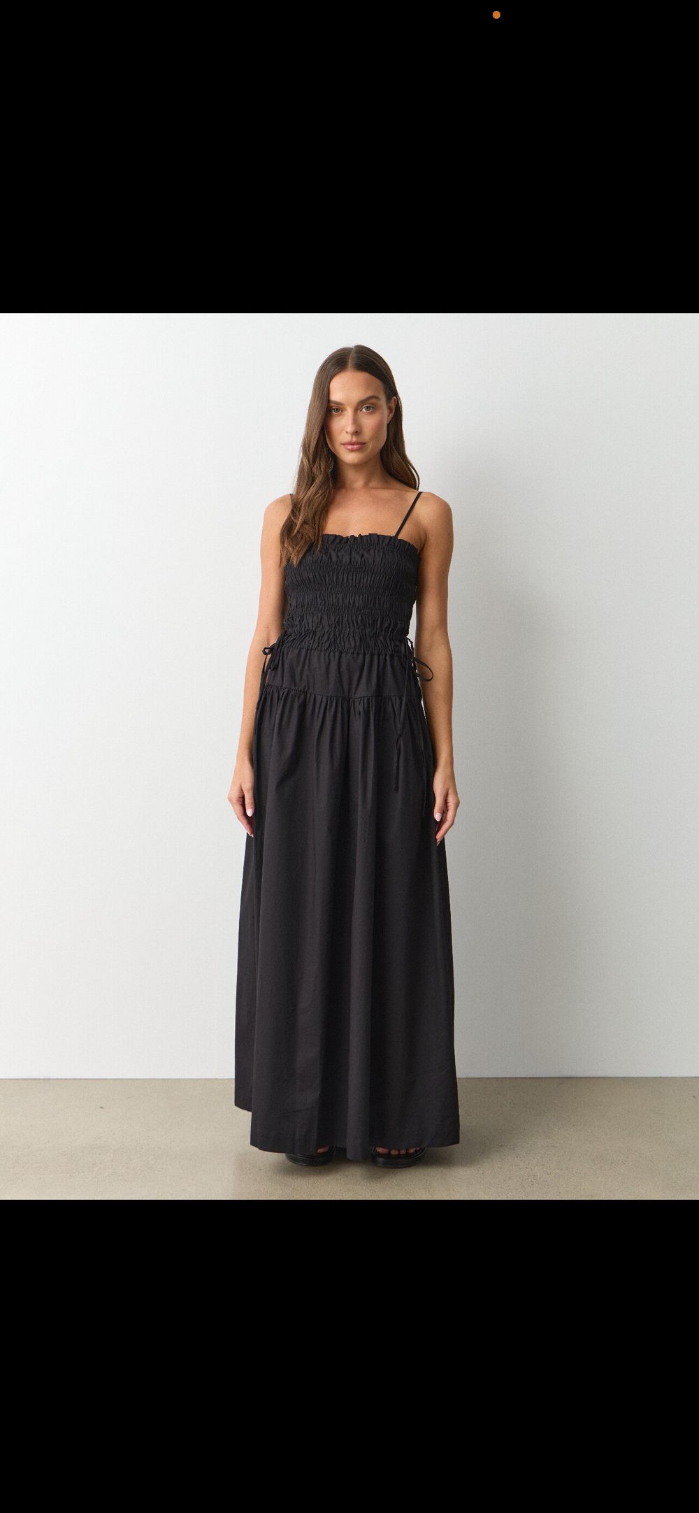 Black Shirred Maxi Dress