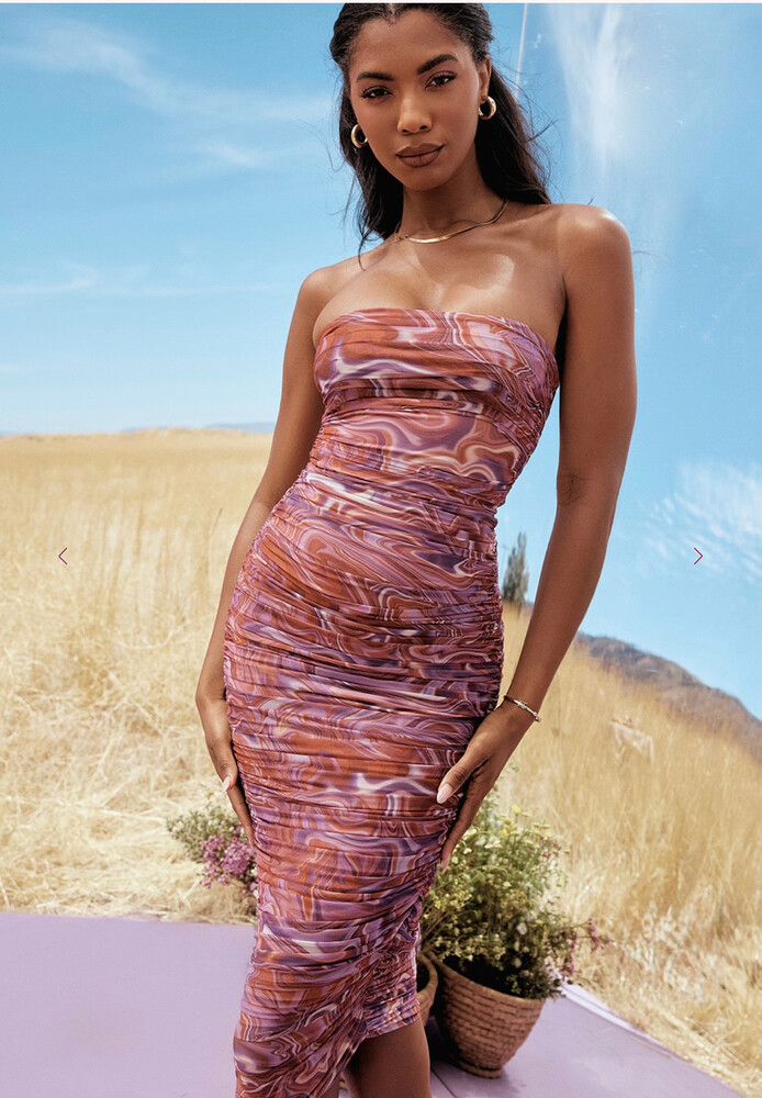 House Of CB Dress Sasha Size M AU 10-12, US 6-8 Organza Ruched Lined Bodycon