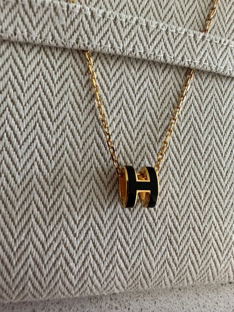 Hermes mini pop H Black Gold Necklace