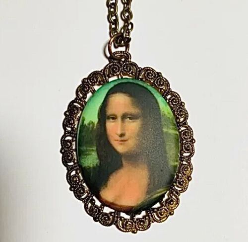 Vintage 80’s NWT Mona Lisa cabochon necklace Ceramic