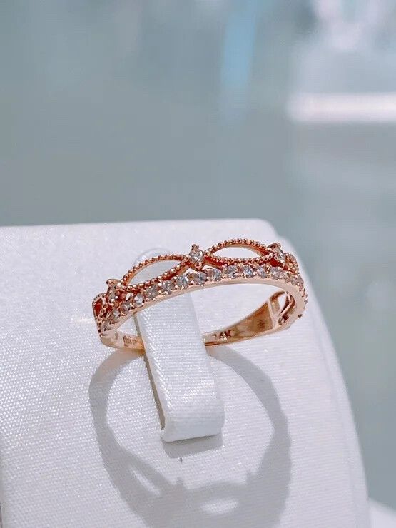 Elegant 14K Rose Gold Ring – Korean Designer Size M