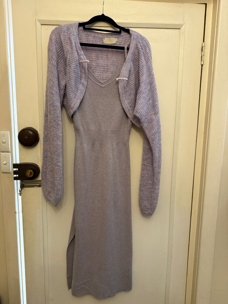 Lilac Knit Midi Dress and Bolero