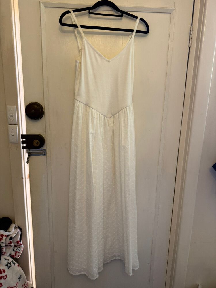 Cotton On white maxi dress with floral embroidery. Size: 12