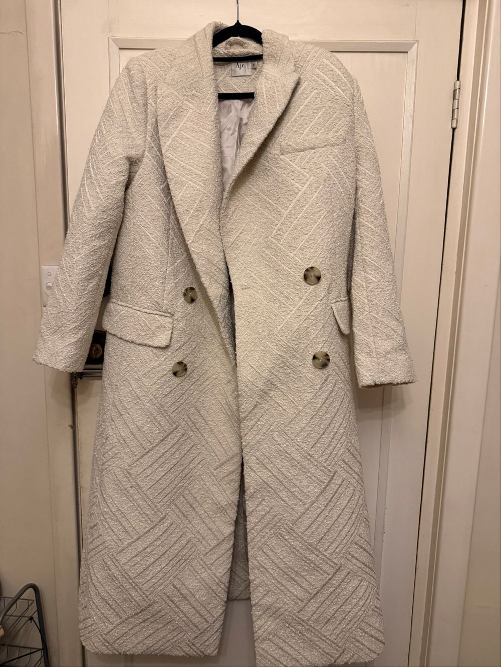 Aje White long winter coat size 6