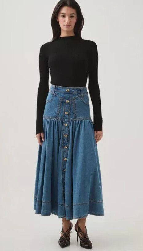 Aje Belmont Denim Midi Skirt