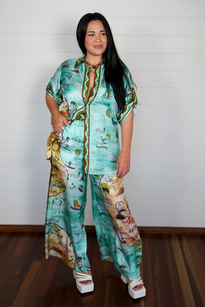 Alemais Silk Shirt And Pants Set 6 BNWT