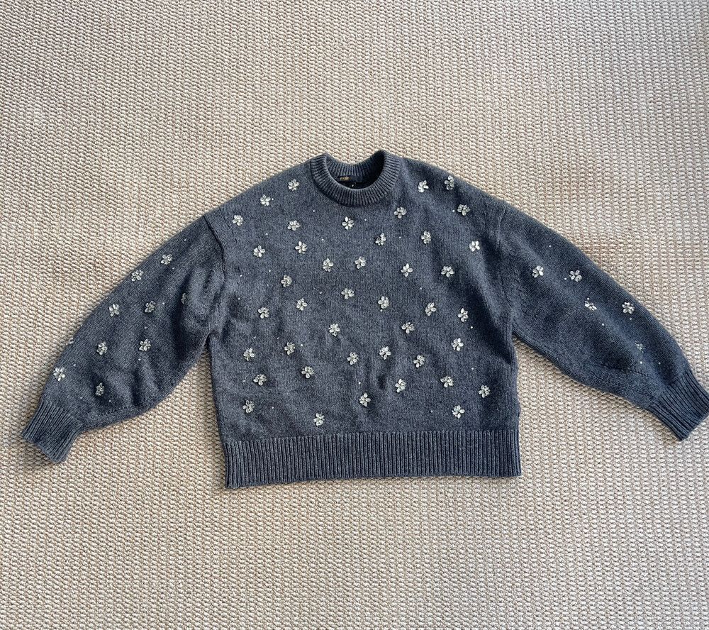 Maje Grey Flower Knit Jumper