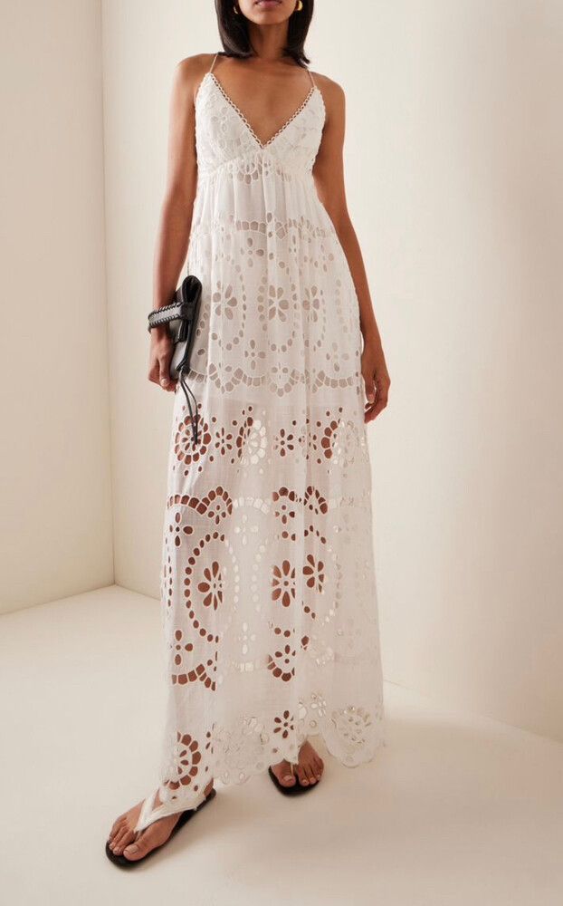Zimmermann White Broderie Midi Dress 0