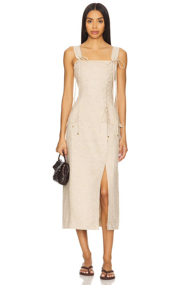 Aje Beige Midi Dress Size 14