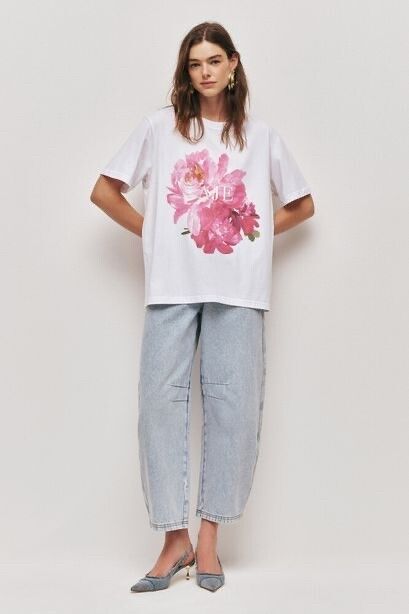 Aje White Floral T-Shirt Size XL