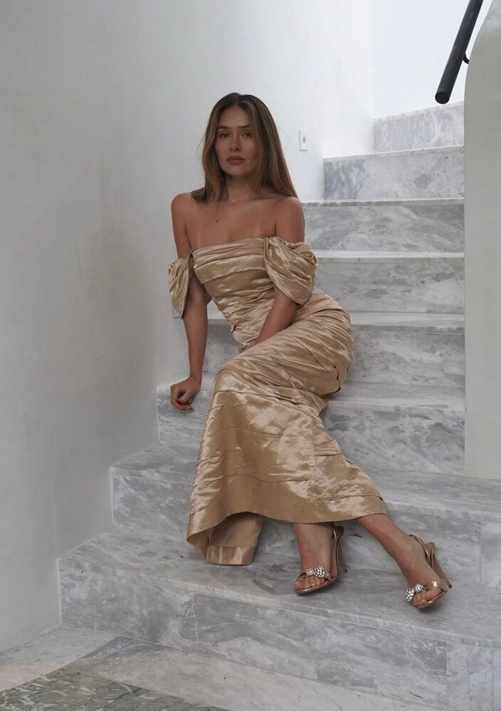 Aje Gold Midi Dress Size 10