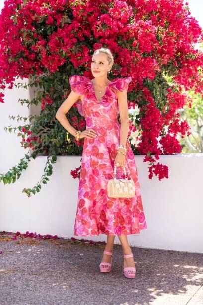 Aje Floral Print Pink Midi Dress 12
