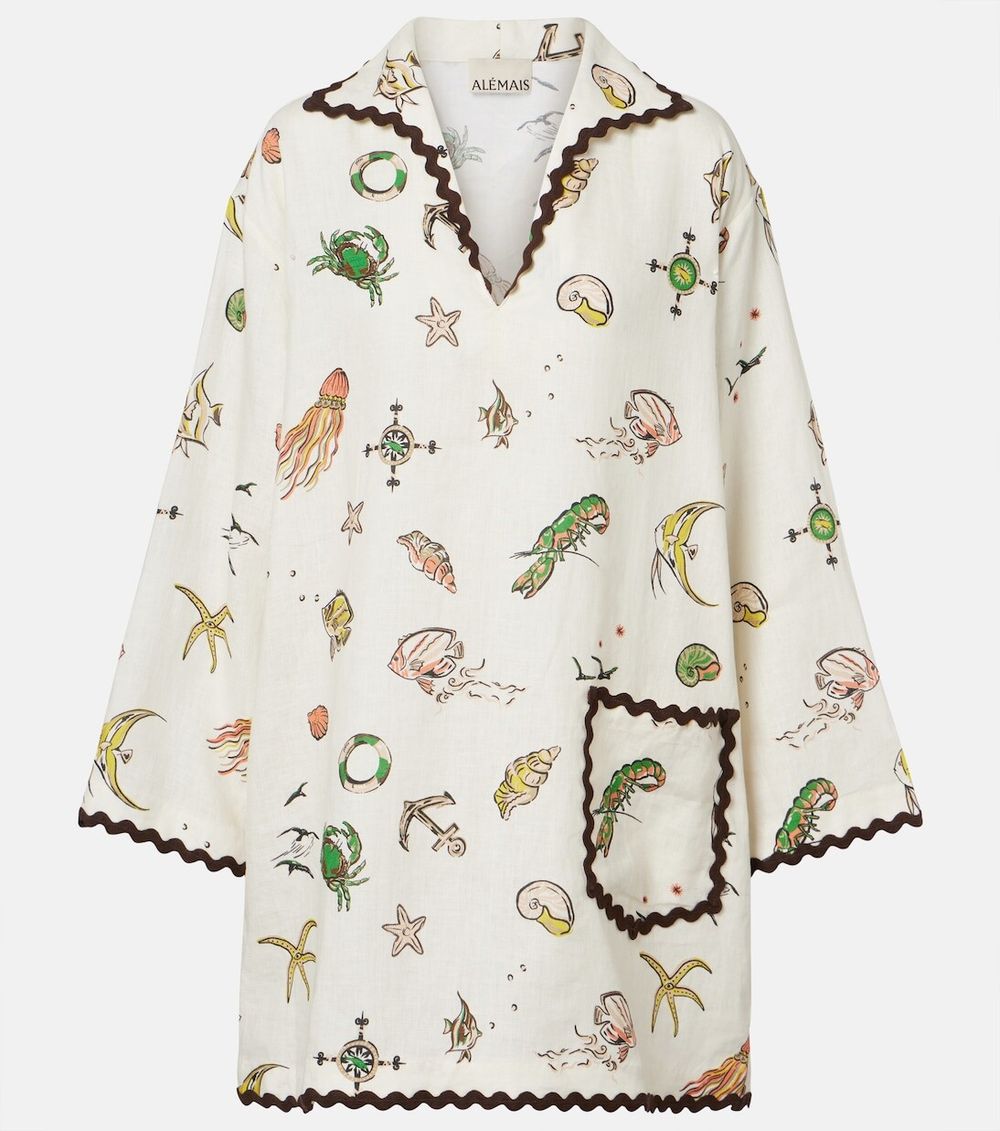 Alémais Printed linen minidress Size 4