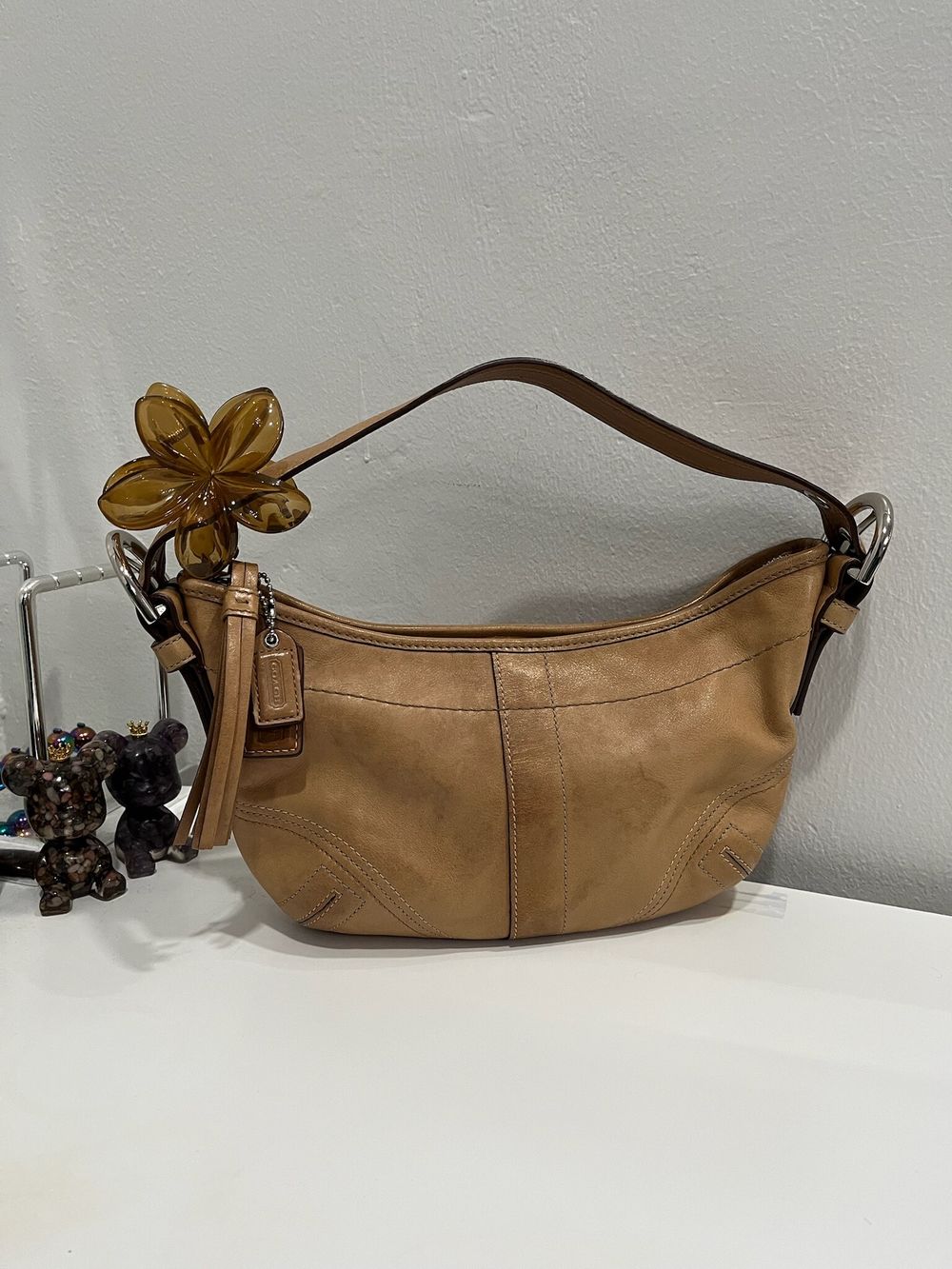 Authentic Vintage Y2K COACH Soho Mini Hobo Camel Tan Crescent Shoulder Bag