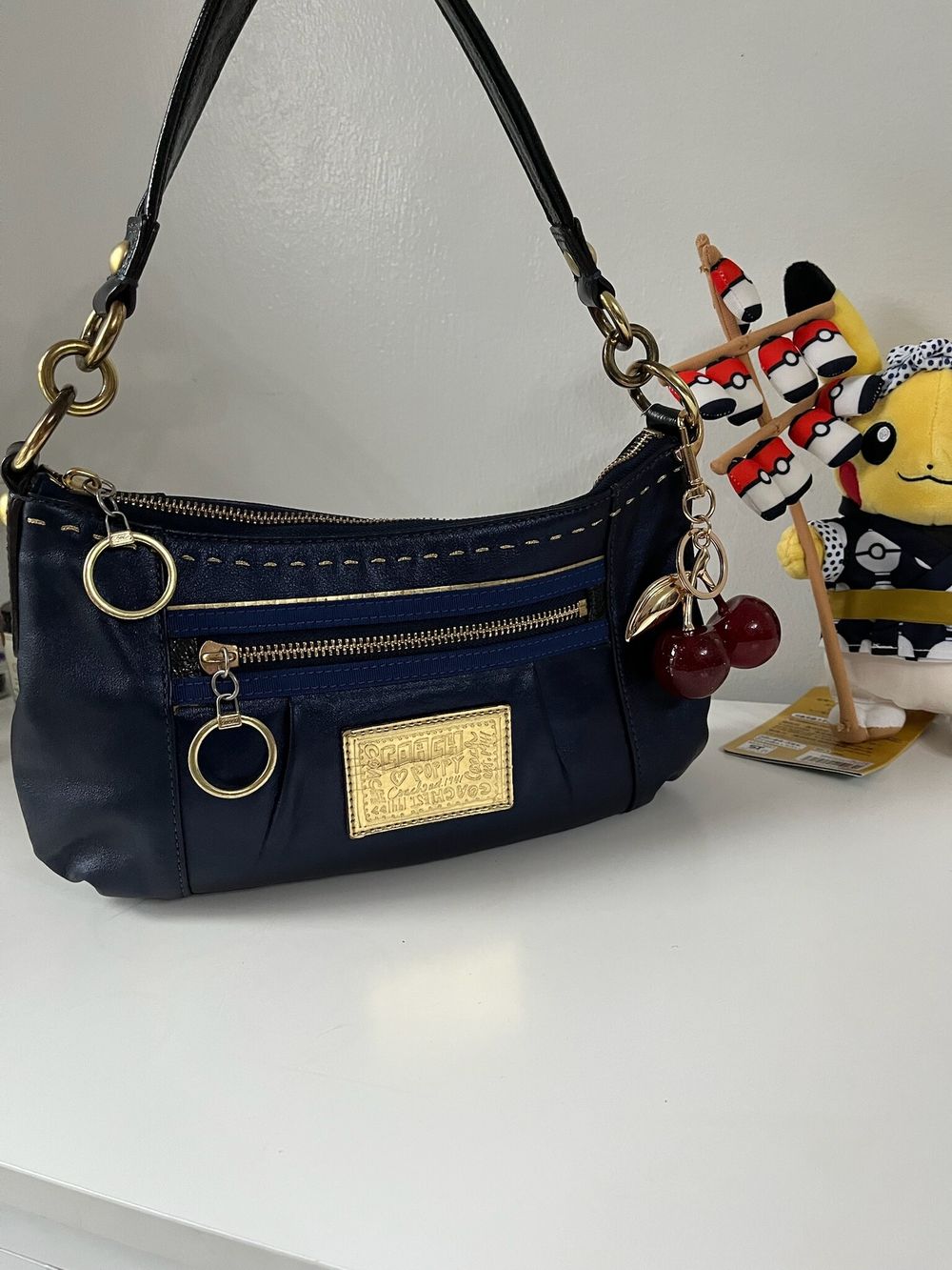 Authentic Vintage Y2K COACH Poppy Metallic Blue Shoulder Bag
