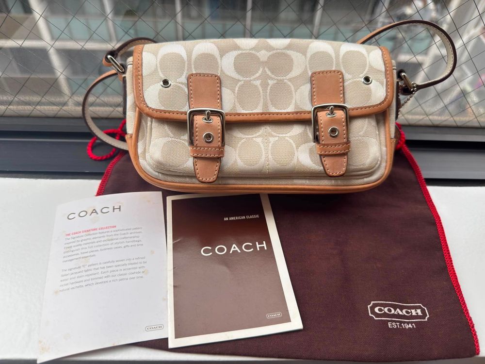 Authentic Vintage Y2K COACH Signature White Mini Field Shoulder Bag