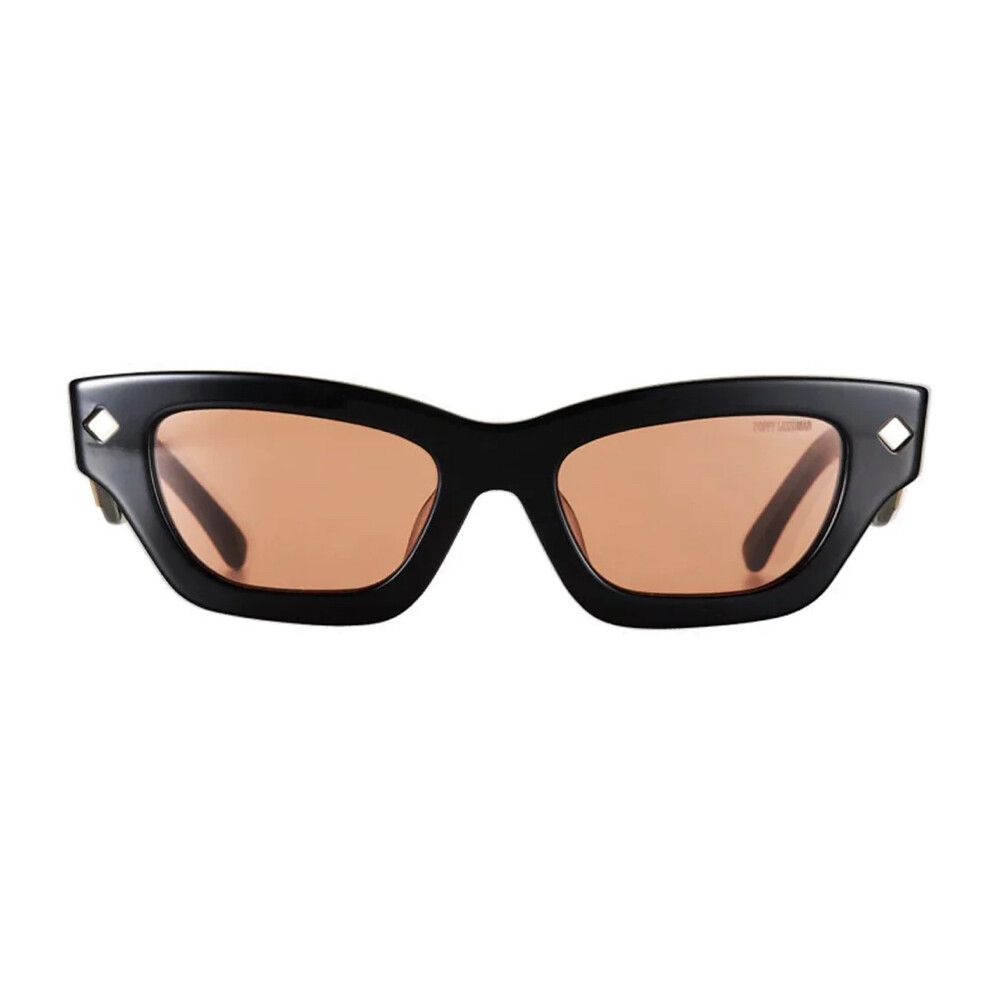 Poppy Lissiman Black Ren Sunglasses with orange lens