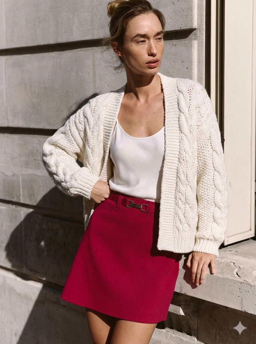 Zara Red Knit style Mini Skirt