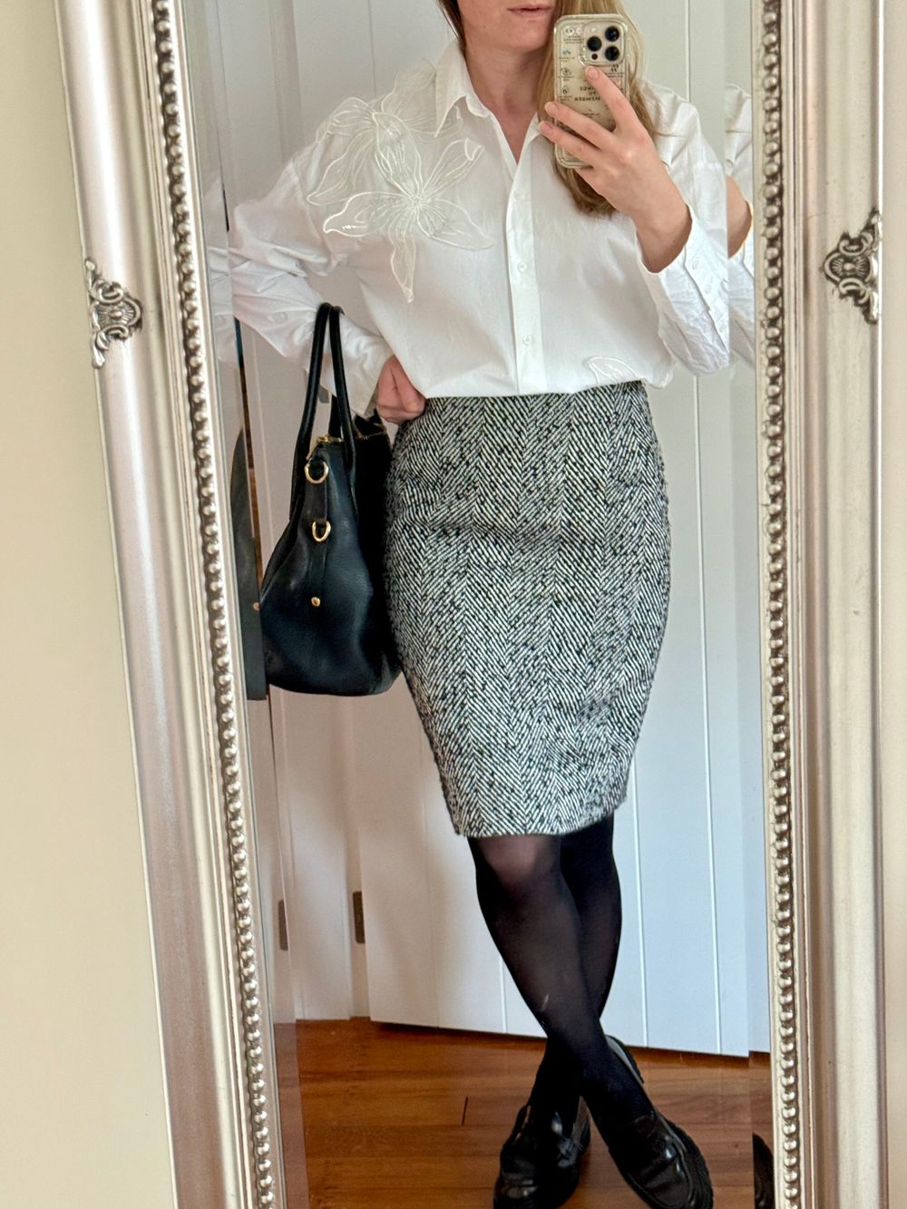 Vintage Adrienne Wilkemann NZ made wool blend herringbone tweed skirt