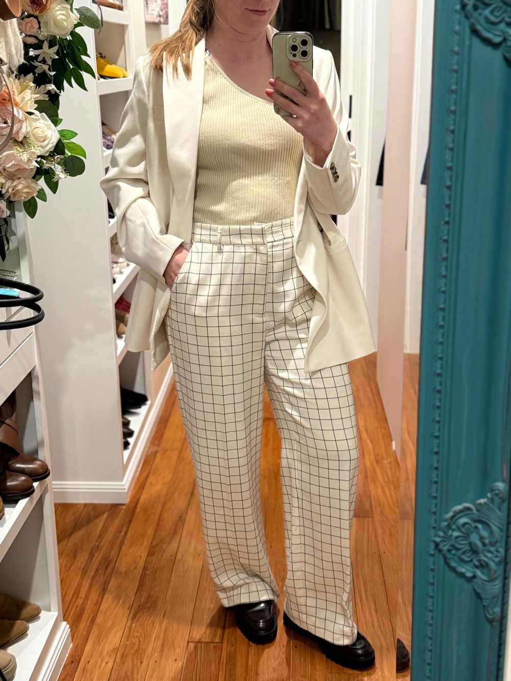 Scotch & Soda edie tailored wide leg Checked Pants