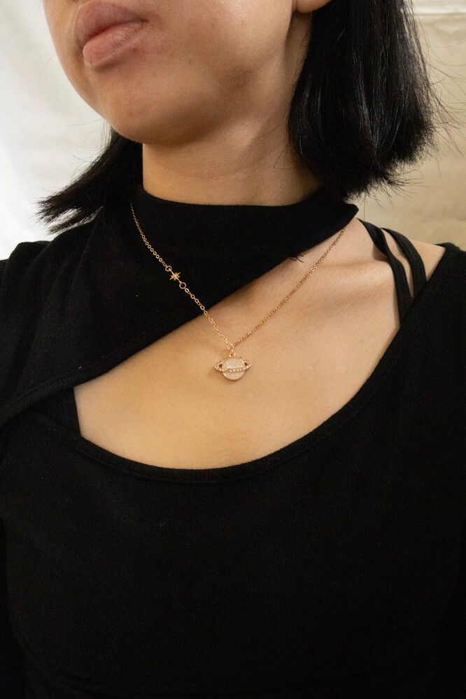 Sterling Gold Planet Drop Necklace