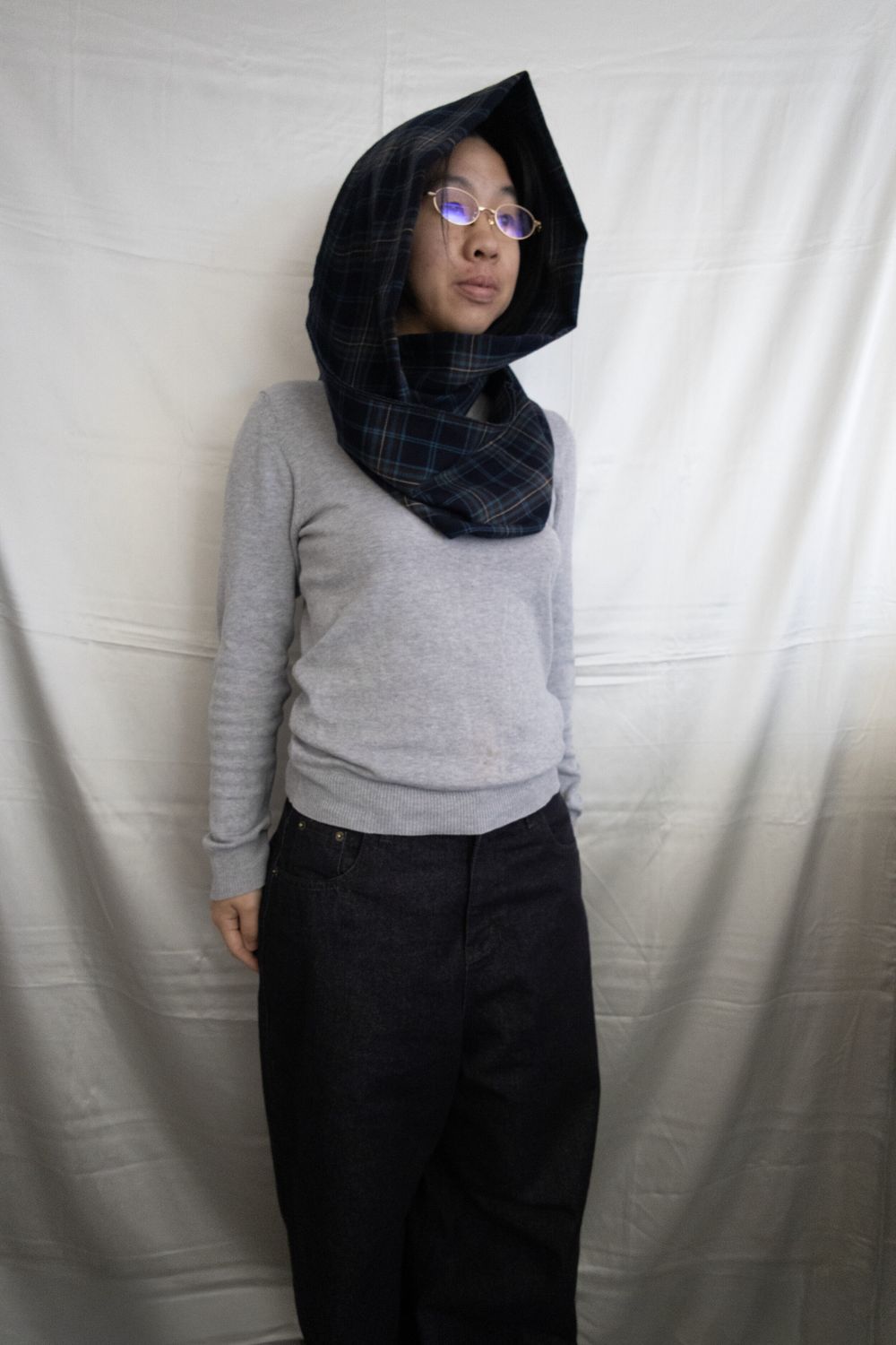 Blue And Brown Plaid Scarf