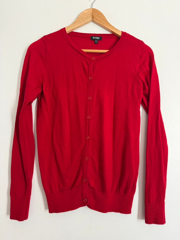 100% Merino Red Cardigan