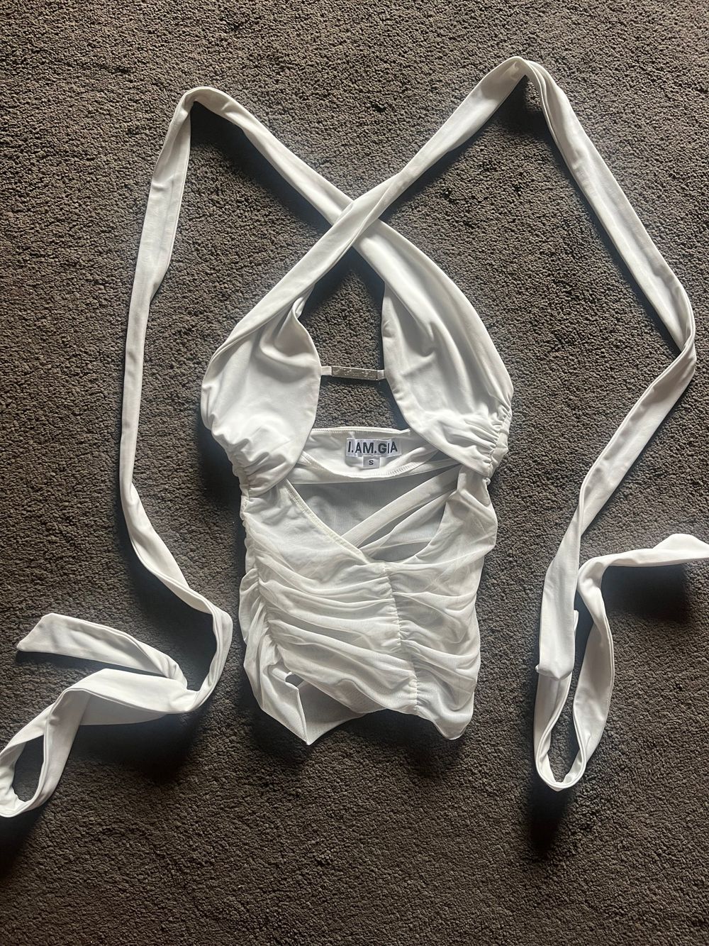i am gia strappy tie up halter top