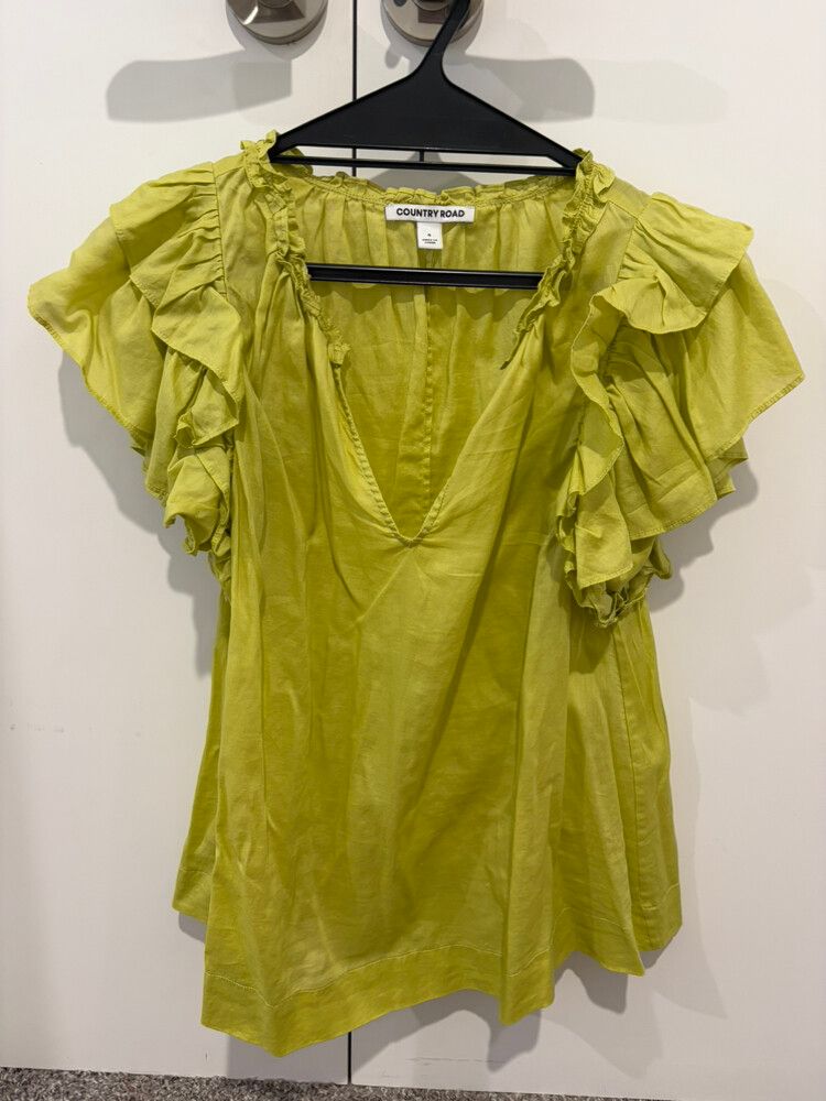 Country Road Green Ruffle Top