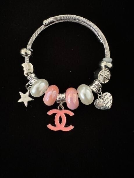 Chanel Classic Double C Logo Bracelet — Pink